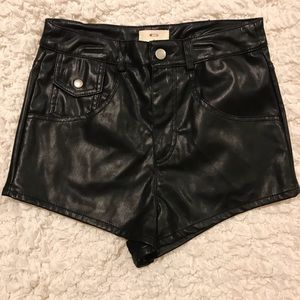 Urban Outfitters black leather high waisted shorts